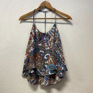 Show Me Your Mumu Colorful Paisley T-Back Tank Top sz Small